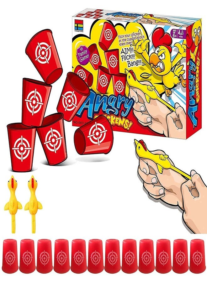 LAFALA Slingshots Chicken Rubber Chicken 12 Dart Cups Flying Chicken Shooting Games Fidget Toys Stress Relief Finger flingers Stretchy Funny Party Game for Easter's Day Gift Children Adults - Image 2